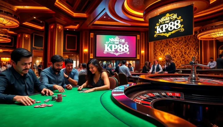 Nhà cái KP88 hosts thrilling poker games with players focused on winning chips at luxurious tables.